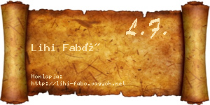 Lihi Fabó névjegykártya